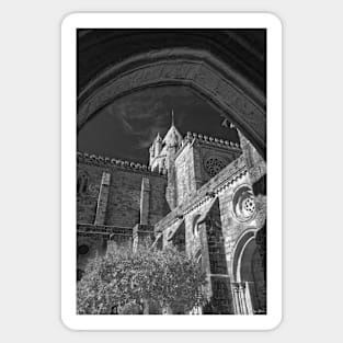 Evora Cathedral - Black and White Sticker